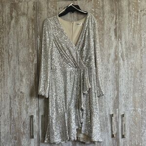 Eliza J Silver Sequin Detail Dress